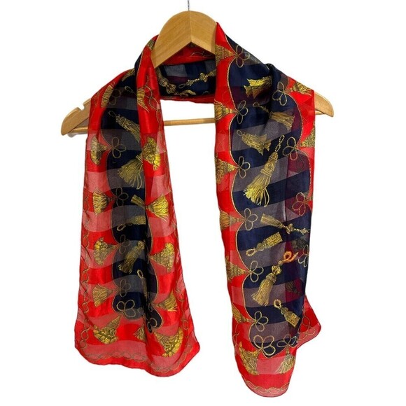 Women’s made In Italy tassel print scarf‎ Light Weight tassel scarf  One Size - Picture 2 of 8